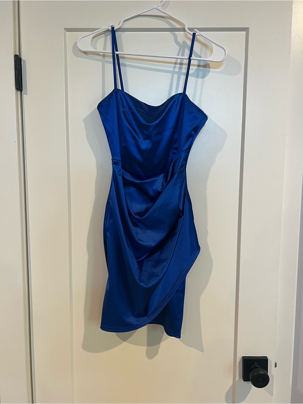 Windsor Royal Blue Satin Cowl Mini Dress